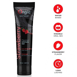 Orgie Lube Tube eper ízű, csókolható vízbázisú intim gél, 100 ml