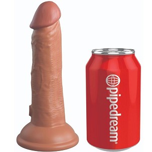 King Cock Elite élethű vibrációs szilikon dildó, 15,2 cm – karamell
