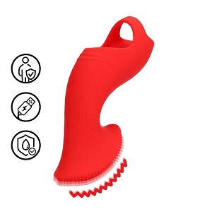 Loveline bordázott ujjvibrátor – piros