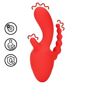 Loveline hármas stimulációjú mini vibrátor – piros