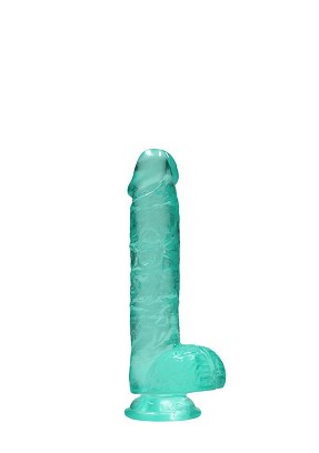 RealRock Crystal Clear herés dildó 15 cm – türkiz