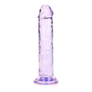 RealRock Crystal Clear egyenes dildó tapadókoronggal 14,5 cm – lila