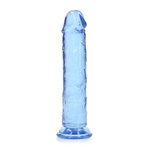 RealRock Crystal Clear egyenes dildó tapadókoronggal 18 cm – kék