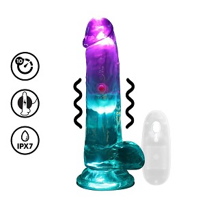 RealRock LED-es herés vibrációs dildó 15 cm – átlátszó