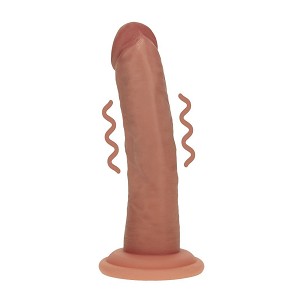 RealRock kétrétegű szilikon ívelt vibrációs dildó tapadókoronggal 15,5 cm – bézs