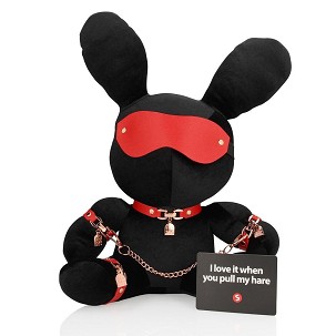 Bondage nyuszi bársony plüssfigura, nagy – fekete